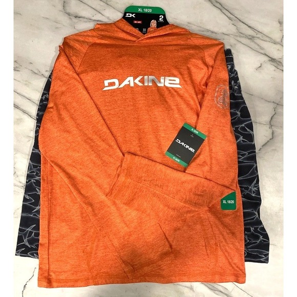 Dakine Swim Boys 2-piece Swim Set Orange Gray Rash Guard UPF 30+ X-Large  NWT! - Picture 1 of 9